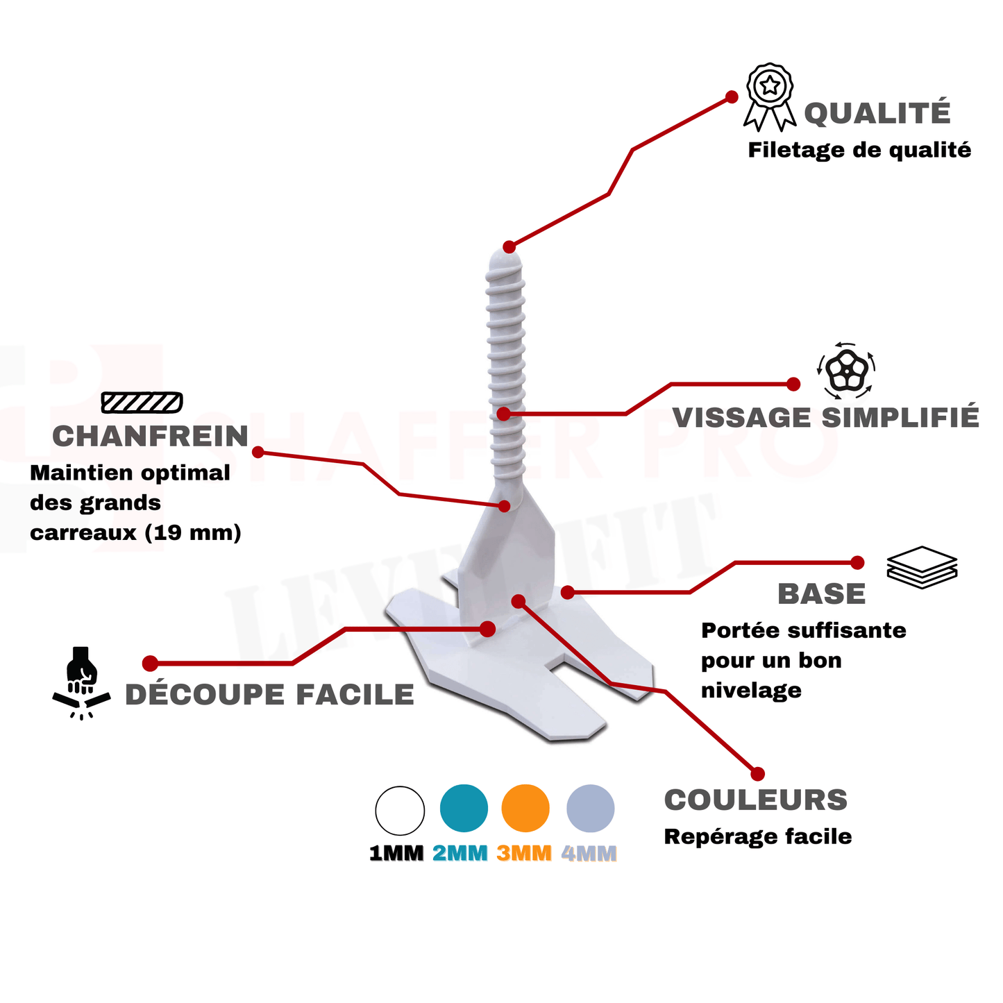 1 000 Croisillons Carrelage Autonivelants - 1 mm - Shaffer Pro - Shaffer Pro