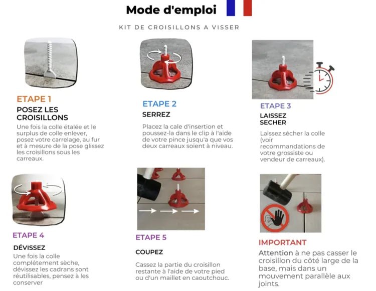 Kit de 200 Croisillons Carrelage Autonivelants XL - 2 mm + 100 cadrans - Hauteur maxi 22 mm - Shaffer Pro - Shaffer Pro